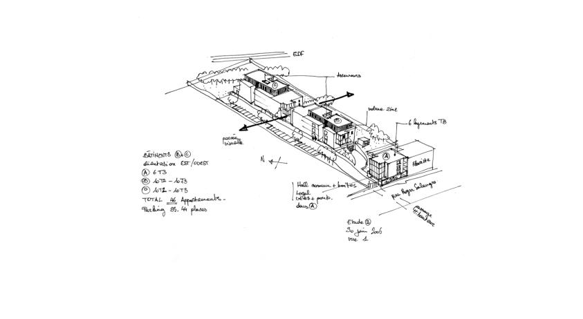 Projet de 47 logements collectifs - Croquis d'étude