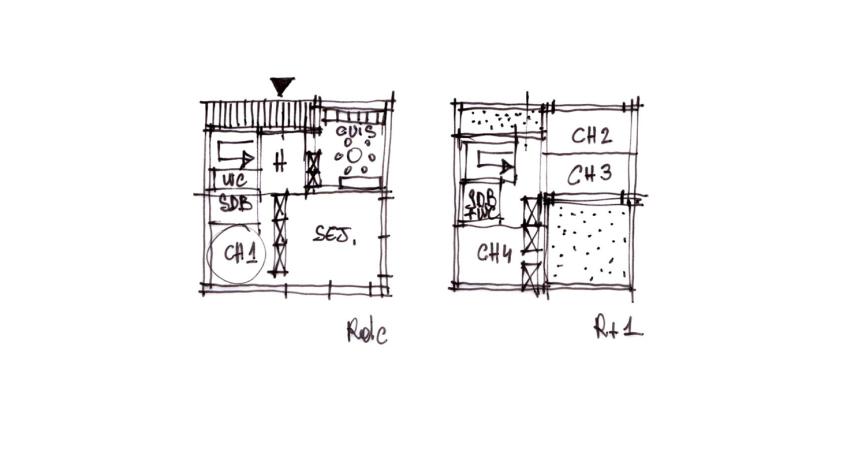 Maison ossature bois - Plans de niveaux