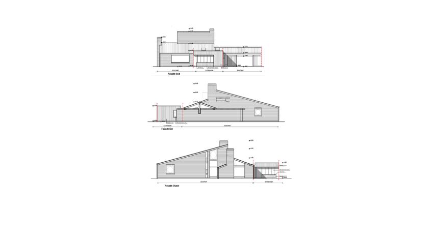 Extension en ossature bois - Elévations