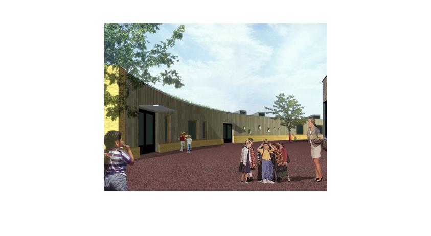 Extension du Groupe Scolaire Les Peupliers - Image de synthèse - Cour de récréat