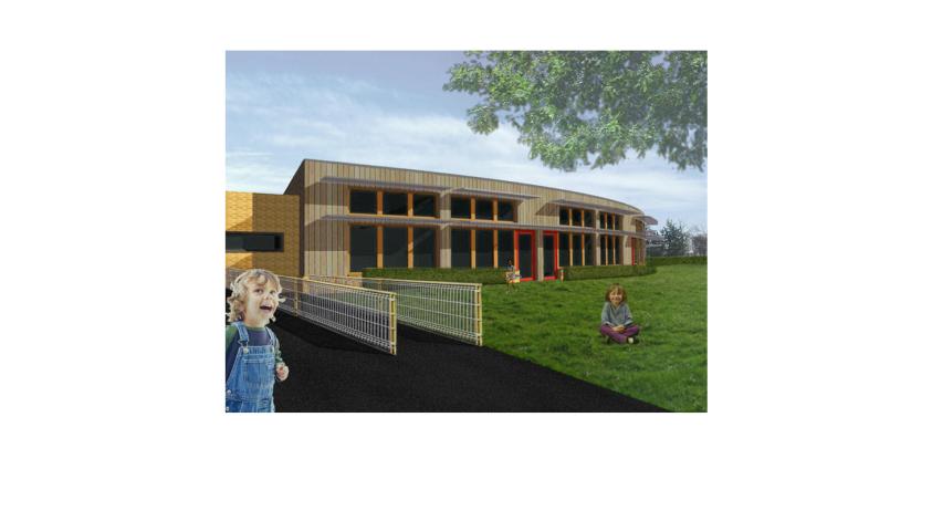 Extension du Groupe Scolaire Les Peupliers - Image de synthèse - cour et espace 