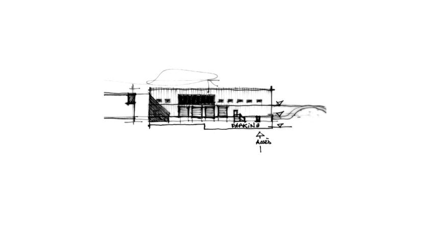 Plateforme logistique, bureaux et parkings - Croquis d'étude