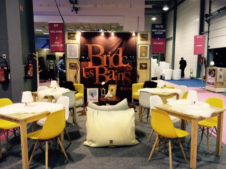 Décoration et aménagement du stand de la station de ski de Brides-les-Bains, à l