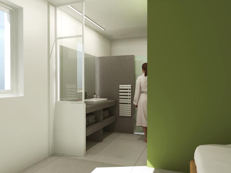 au RDC création d'une suite parentale avec salle d'eau ouverte