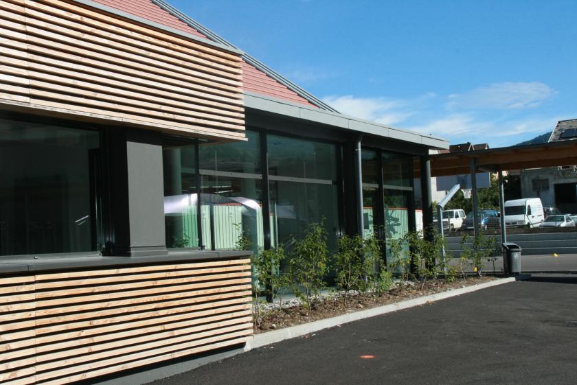Demi-pension, détail façade - Collège du Trièves à Mens