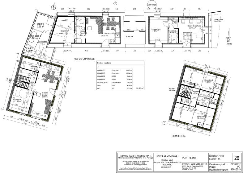 Plans RDC et plan R+1 de l'extension. 