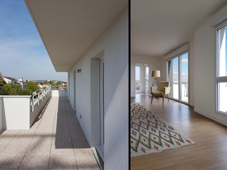 terrasse et intérieur de logements 4 pièces