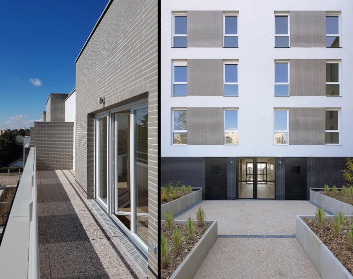  terrasse de logement et accès jardin depuis le hall traversant