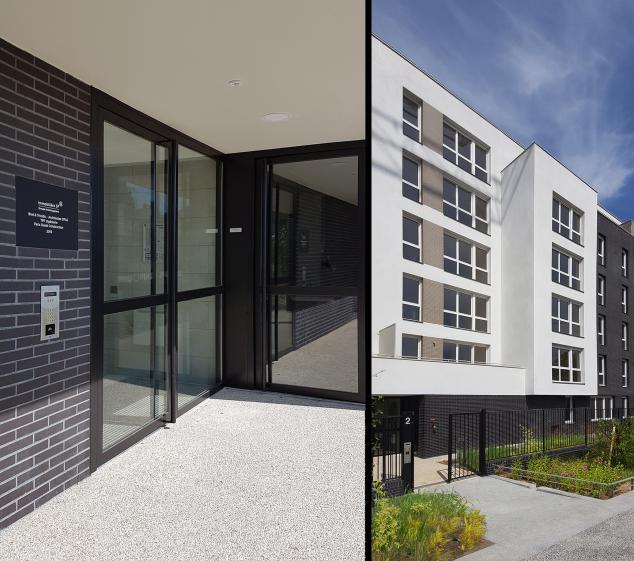 accès principal au hall depuis l'allée publique