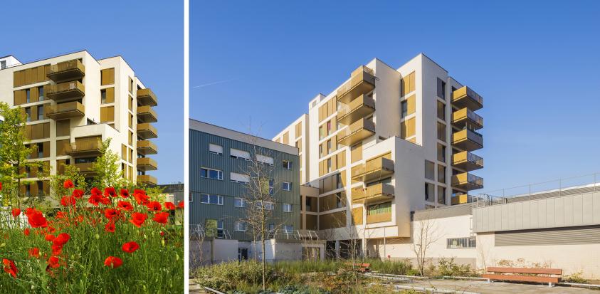 LOGEMENTS SOCIAUX  & CENTRE COMMERCIAL - STAINS - Coté jardin
