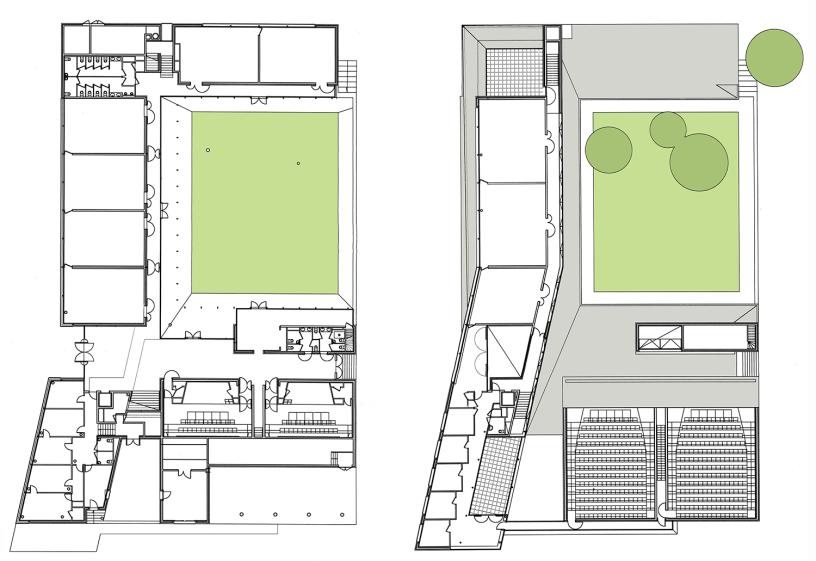 FACULTE DES SPORTS - LIEVIN : tranche 2 - plans de RDC et de R+1 de la phases 1