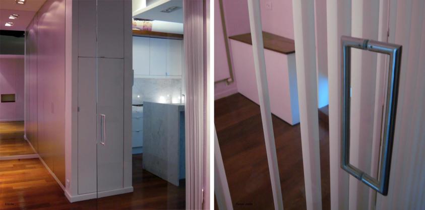 Entre authenticité et design - paroie en verre, store à lamelles verticales
