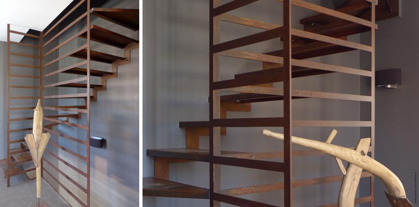 Escalier Corten - lumière, texture