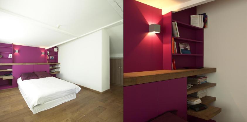 Création d’une suite parentale - tête de lit : matériaux et mise en lumière