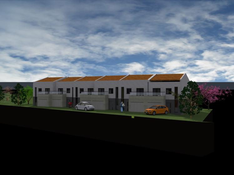 VUE DES LOGEMENTS ARRIÈRES AVEC LES GARAGES 