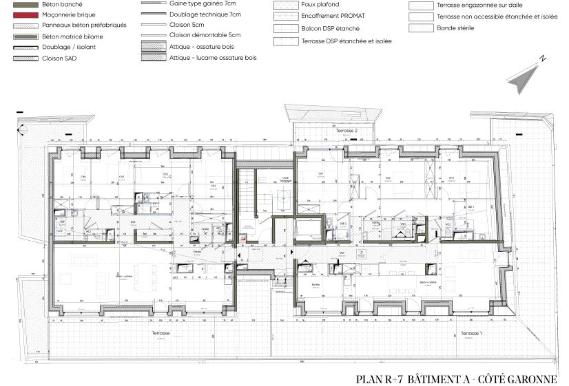 Plan R+7 - Côté Garonne