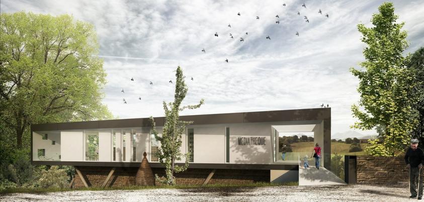 bâtiment en liaison avec les espaces publics existants