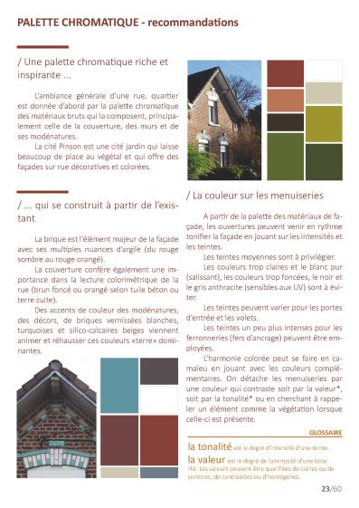EXTRAIT DE FICHE DE RECOMMANDATIONS : LA PALETTE CHROMATIQUE
