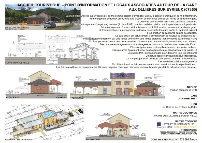 ancienne gare réaménagée en accueil touristique, point d’information et locaux a