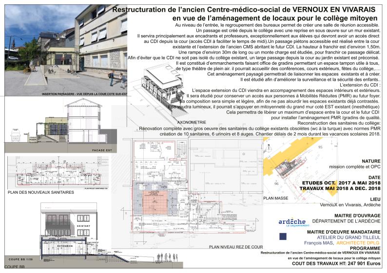 RENOVATION ET AGRANDISSEMENT DU COLLEGE DE VERNOUS EN VIVARAIS 