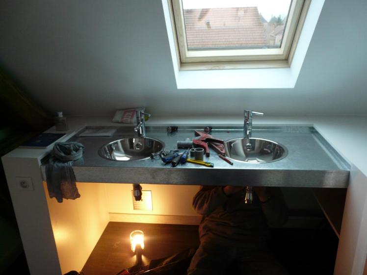 lavabo inox plan de travail métal