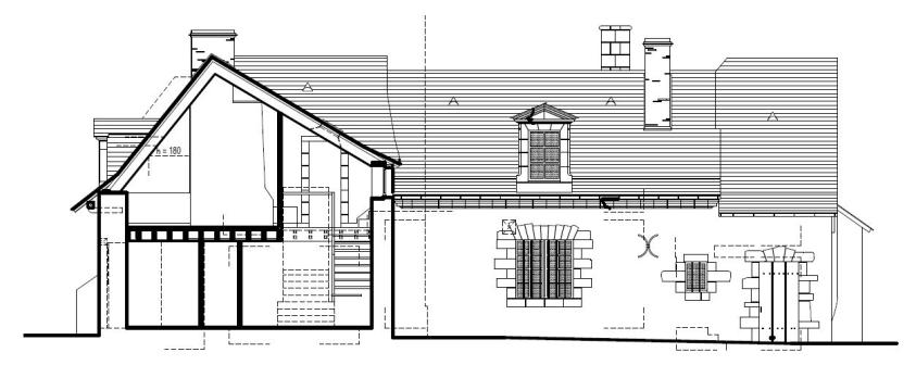 Coupe et façade nord du château de la "Groussinière"