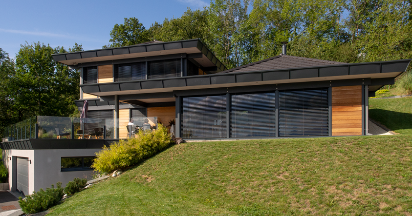 Maison bois bioclimatique Bonnes-sur-Menoge _ Façade Sud