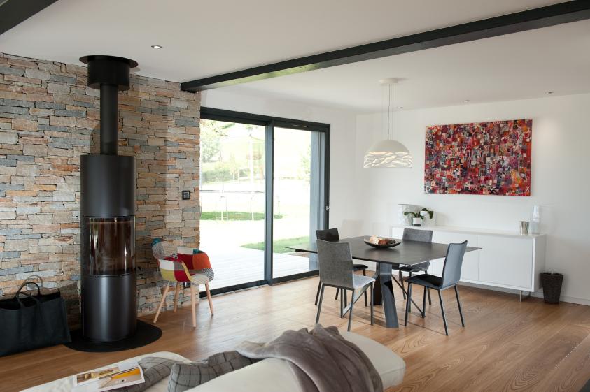 Maison bois bioclimatique Bonneville - Salon