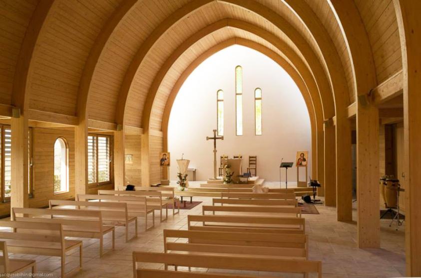 Chapelle bois bioclimatique - Intérieur