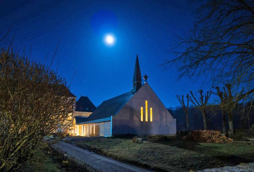 Chapelle bois bioclimatique - Vue nuit