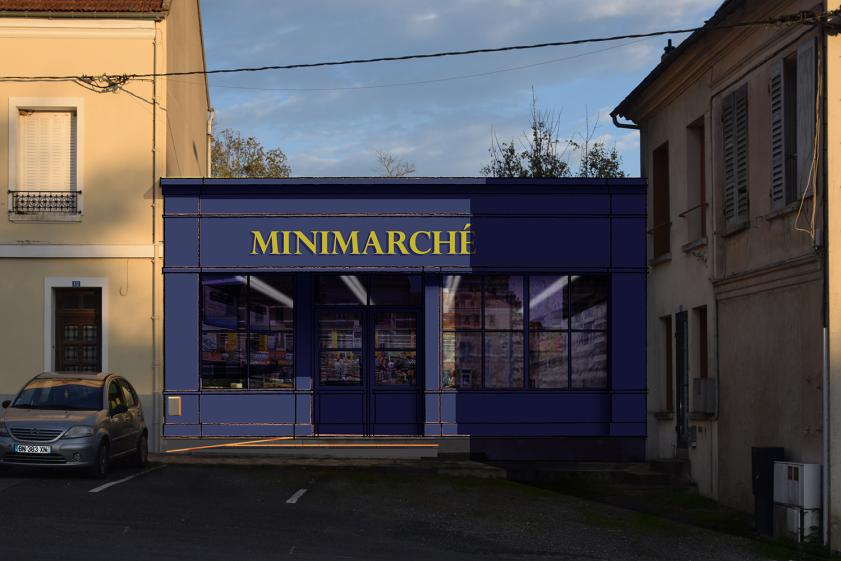 Viels-Maisons, aménagement commerce, projet façade classique bleu