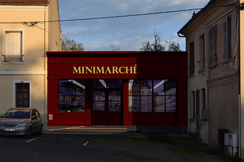 Viels-Maisons, aménagement commerce, projet façade classique brun