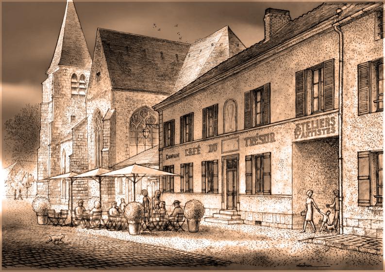 crayon 2017 Condé-en-Brie, café du Trésor