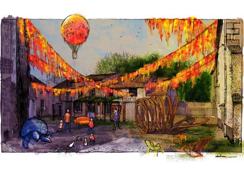 crayon 2017 Condé-en-Brie, cour du couvent Picpus