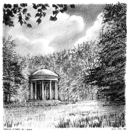 dessin crayon 1994 Versailles, temple de l'Amour