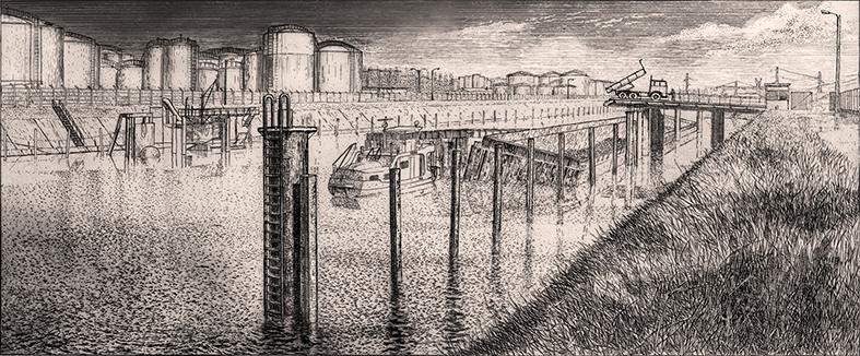 gravure 1995 Paris, port de Gennevilliers