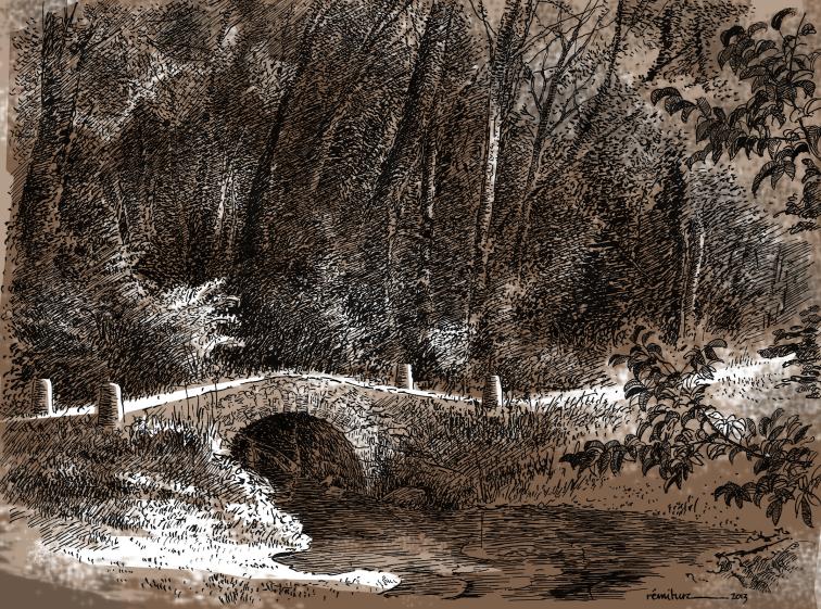 dessin plume 2013 Montigny-lès-Condé, pont des Pierry