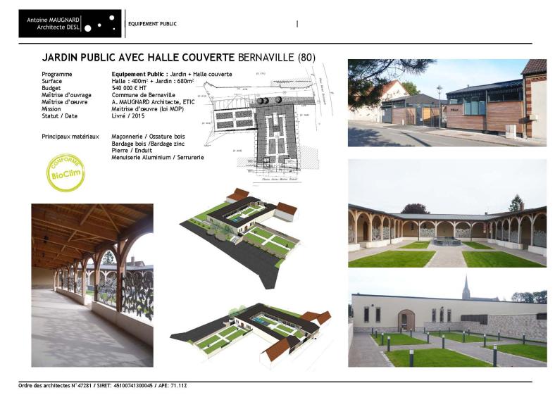 Création d'un jardin public avec partie couverte