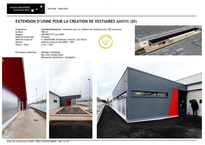 Extension d'usine pour la création de vestiaires