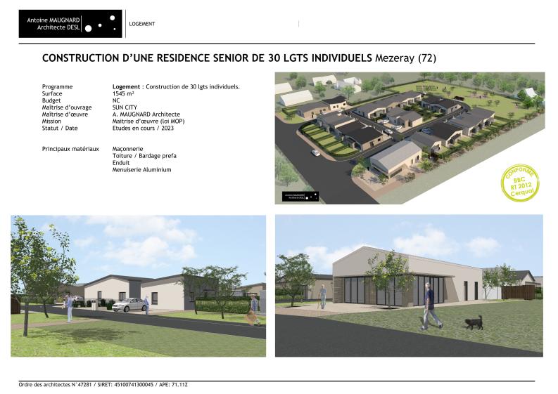 Construction d'une Résidence Senior de 30 logements individuels
