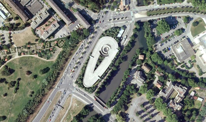 Vue aérienne du parking