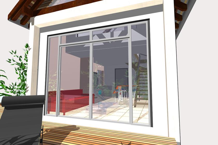 IDN ARCHITECTURE VUE SUR TRANSFORMATION D'UN GARAGE EN CHAMBRE D'HÔTE