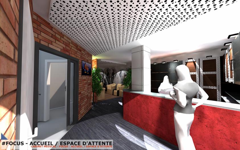 IDN ARCHITECTURE - VUE SUR LE POINT ACCUEIL DU CABINET DE CHIRURGIE DENTAIRE