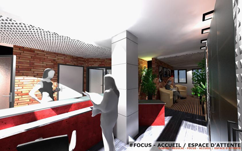 IDN ARCHITECTURE - VUE DEPUIS LE POINT ACCUEIL DU CABINET DE CHIRURGIE DENTAIRE