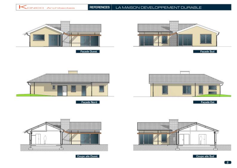 Maison développement durable - façades et coupes
