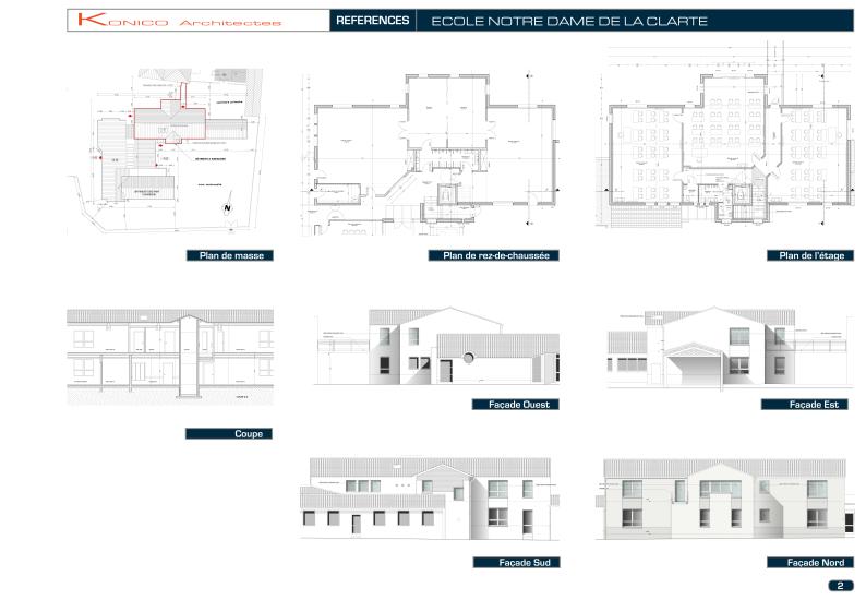 Ecole Notre Dame La Clarté - plans façades et coupe