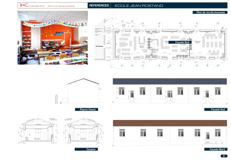 Ecole Jean Rostand - Saint-Philbert-De-Grand-Lieu - plan façades et coupe