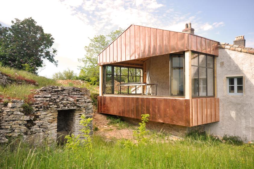 extension cuivre d'une maison vigneronne 