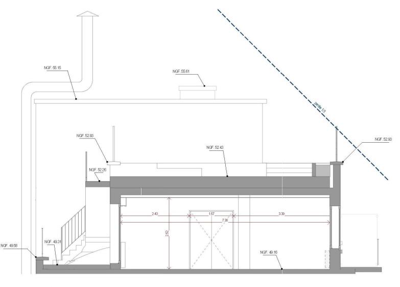 Coupe transversale EXISTANT niveaux R+6 et R+7
