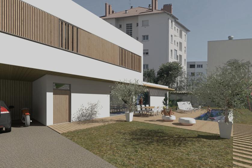 Conception d'une maison en ossature bois en longueur sur un terrain de centre vi
